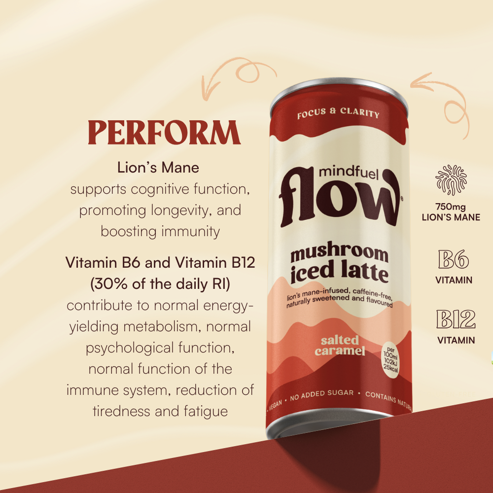 Mindfuel Flow PERFORM – Lion’s Mane mushroom latte for focus and clarity