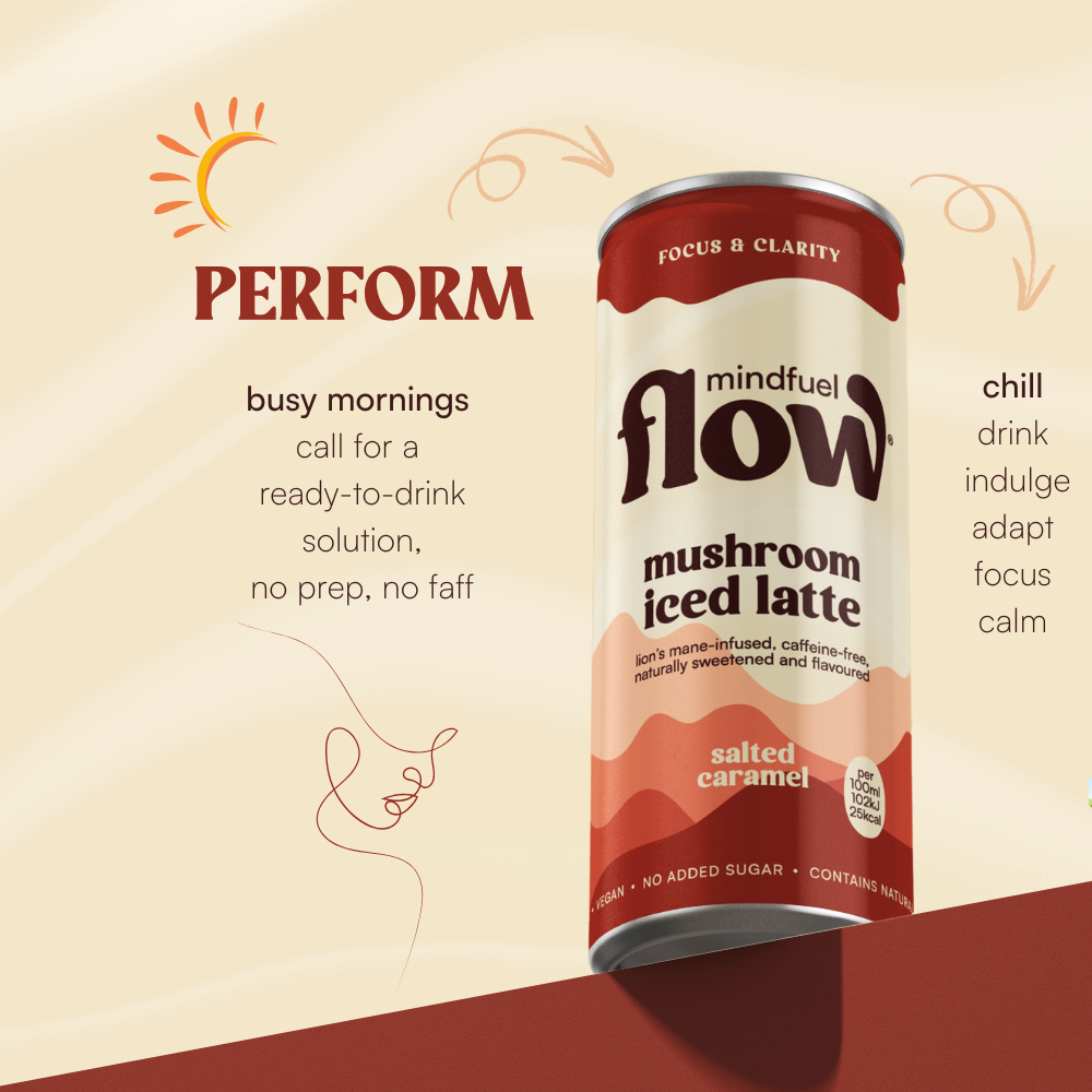 Mindfuel Flow PERFORM – Lion’s Mane mushroom latte for focus and clarity