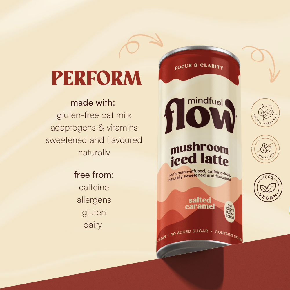 Mindfuel Flow PERFORM – Lion’s Mane mushroom latte for focus and clarity